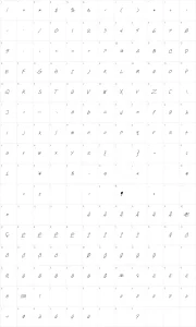 Mapa de caracteres da fonte Post Note
