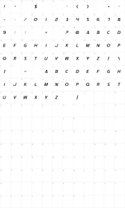 Mapa de caracteres da fonte Postmaster