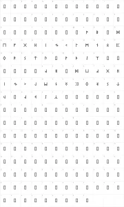 Mapa de caracteres da fonte PR Runestones 2