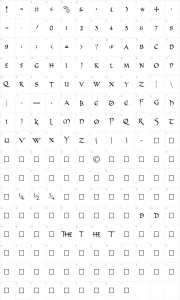 Mapa de caracteres da fonte PR Uncial Alt Caps