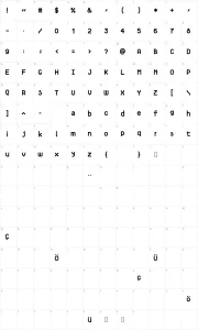 Mapa de caracteres da fonte Praise to simple geometry
