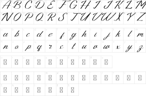 Mapa de caracteres da fonte Preproduction Font | 1001 Free Fonts