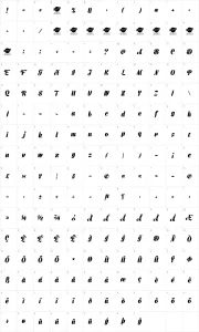 Mapa de caracteres da fonte Prime Script