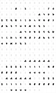 Mapa de caracteres da fonte Prince Dub