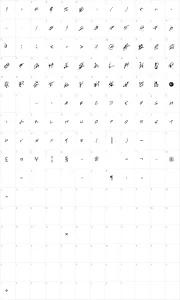 Mapa de caracteres da fonte Professional Muse