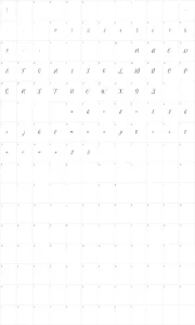 Mapa de caracteres da fonte Prologue Script Lite