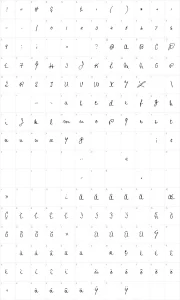 Mapa de caracteres da fonte Prophecy Script