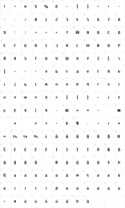 Mapa de caracteres da fonte Prussian Brew Solid