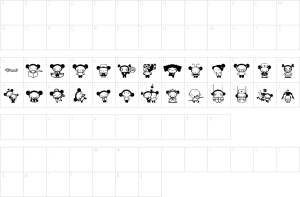 Mapa de caracteres da fonte Pucca Font | 1001 Free Fonts