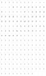 Mapa de caracteres da fonte Pullstar Holinight