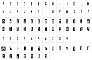 Mapa de caracteres da fonte Punk Rock Show Font | 1001 Free Fonts