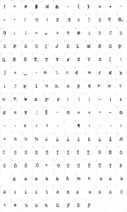 Mapa de caracteres da fonte Punktype