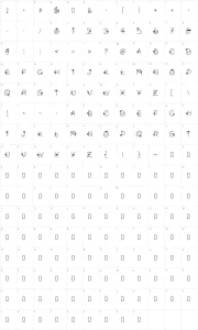 Mapa de caracteres da fonte PW Christmas