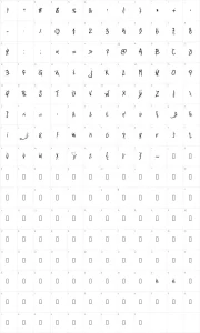Mapa de caracteres da fonte PW Happy New Year