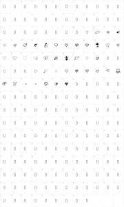 Mapa de caracteres da fonte PW Little Hearts