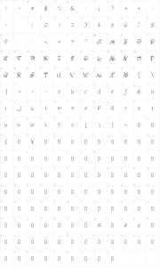 Mapa de caracteres da fonte PW Ornaments