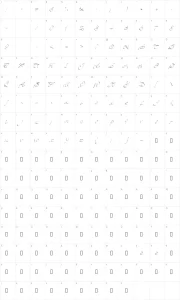 Mapa de caracteres da fonte PW Script