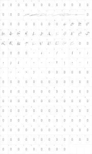 Mapa de caracteres da fonte PW Signature two
