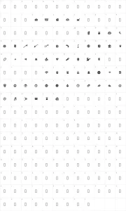 Mapa de caracteres da fonte PW Small Icons