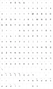 Mapa de caracteres da fonte PW Thai Monospaced EG