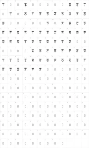 Mapa de caracteres da fonte PW Tinsel Letters
