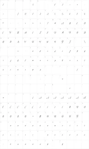 Mapa de caracteres da fonte Question and Love