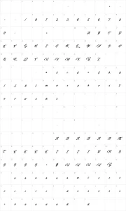 Mapa de caracteres da fonte Quicksilver