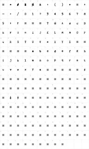 Mapa de caracteres da fonte Quiet Typer