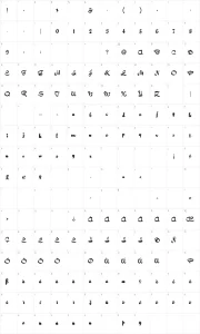 Mapa de caracteres da fonte Quigley Wiggly