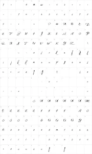 Mapa de caracteres da fonte Quilted Butterfly