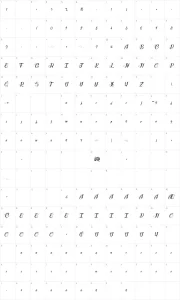 Mapa de caracteres da fonte Radical Beat