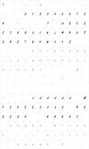 Mapa de caracteres da fonte Ray Morgan Style