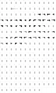 Mapa de caracteres da fonte Rayguns