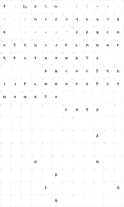 Mapa de caracteres da fonte Readable Gothic