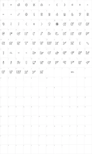 Mapa de caracteres da fonte Reaf Font