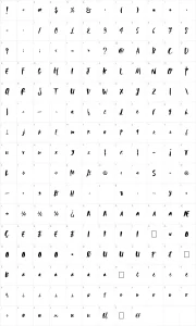 Mapa de caracteres da fonte Rebel Heart
