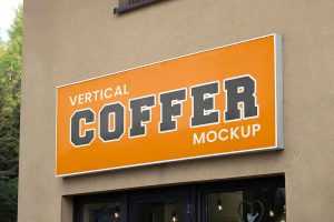 Rectangle Signage on Wall Mockup