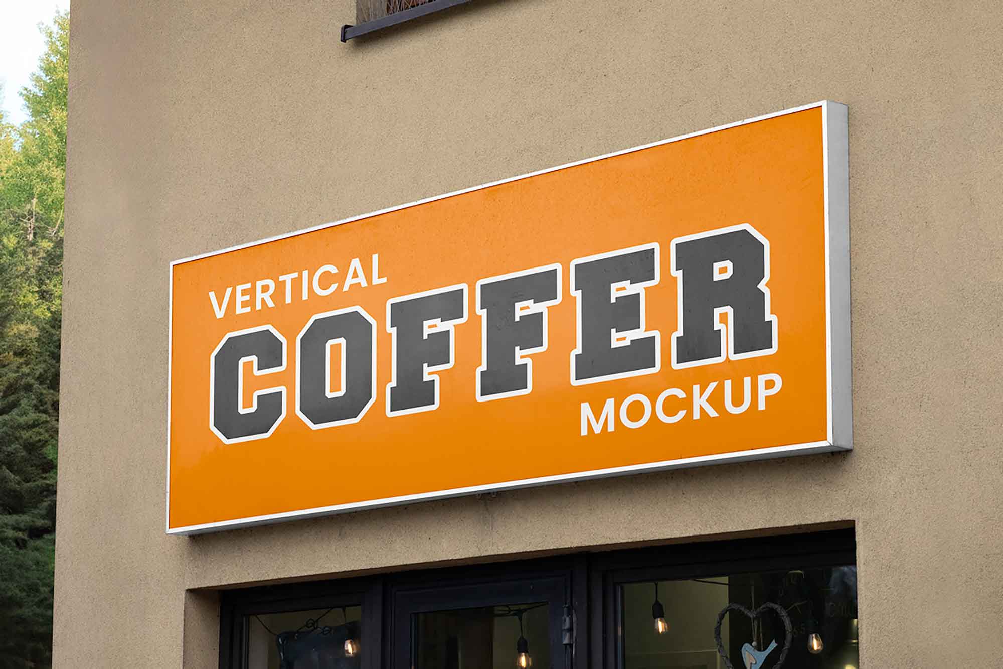 Rectangle Signage on Wall Mockup