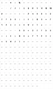 Mapa de caracteres da fonte Red Right Hand