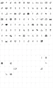 Mapa de caracteres da fonte Religious Symbols