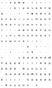 Mapa de caracteres da fonte Research Remix
