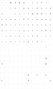 Mapa de caracteres da fonte Return of RelayScript