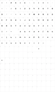 Mapa de caracteres da fonte RH Carrier Stencil