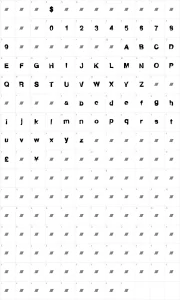 Mapa de caracteres da fonte Right Brew
