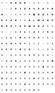 Mapa de caracteres da fonte Robofan Free