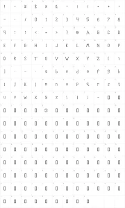 Mapa de caracteres da fonte Robot Teacher