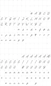 Mapa de caracteres da fonte Rocket Clouds