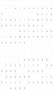 Mapa de caracteres da fonte Romaji Mincho