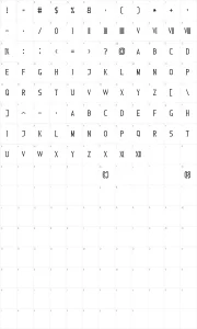 Mapa de caracteres da fonte Roman Font 7