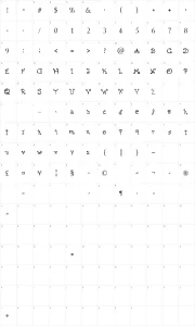 Mapa de caracteres da fonte Romantic Font 2